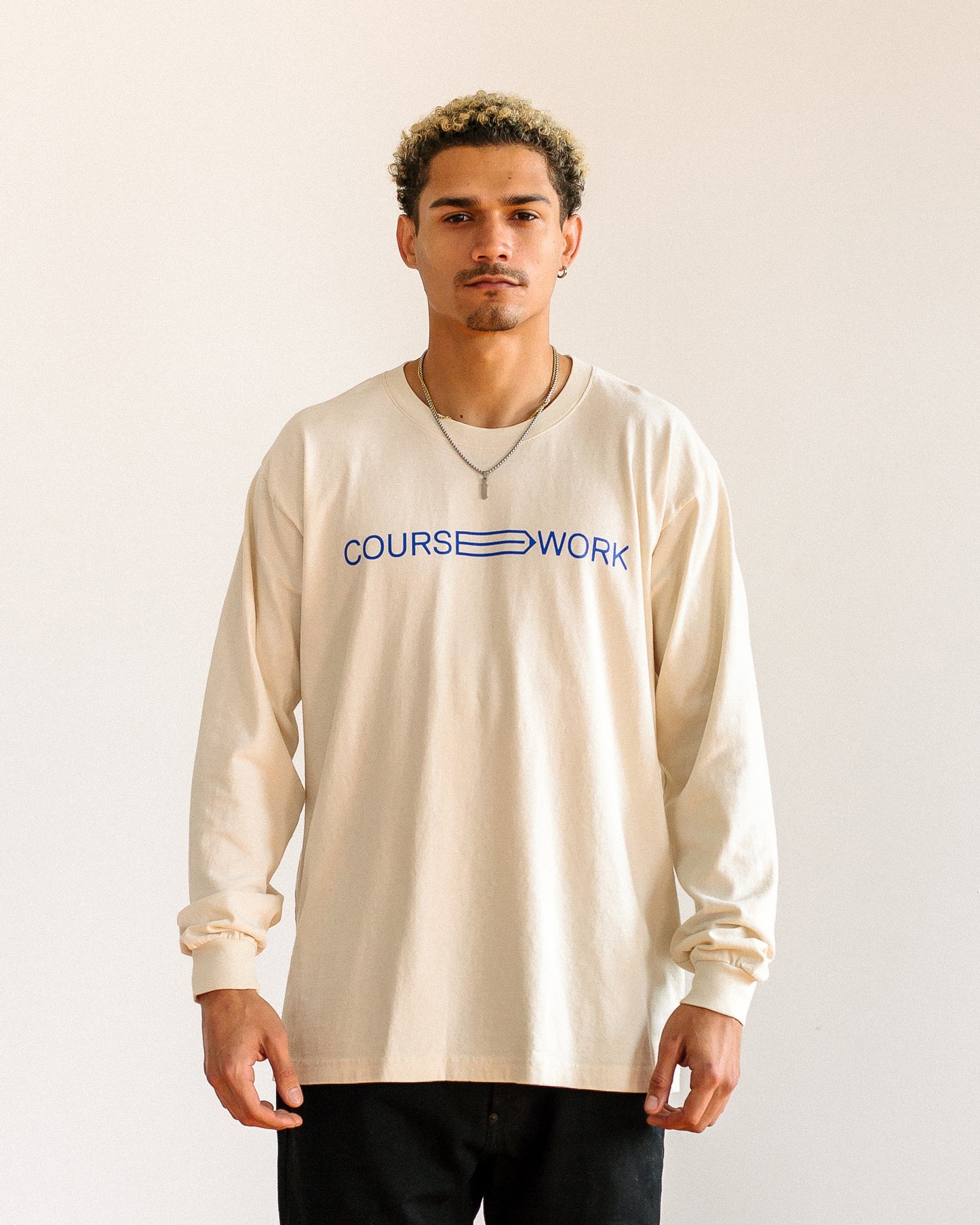 Full Width Text Long Sleeve - Natural