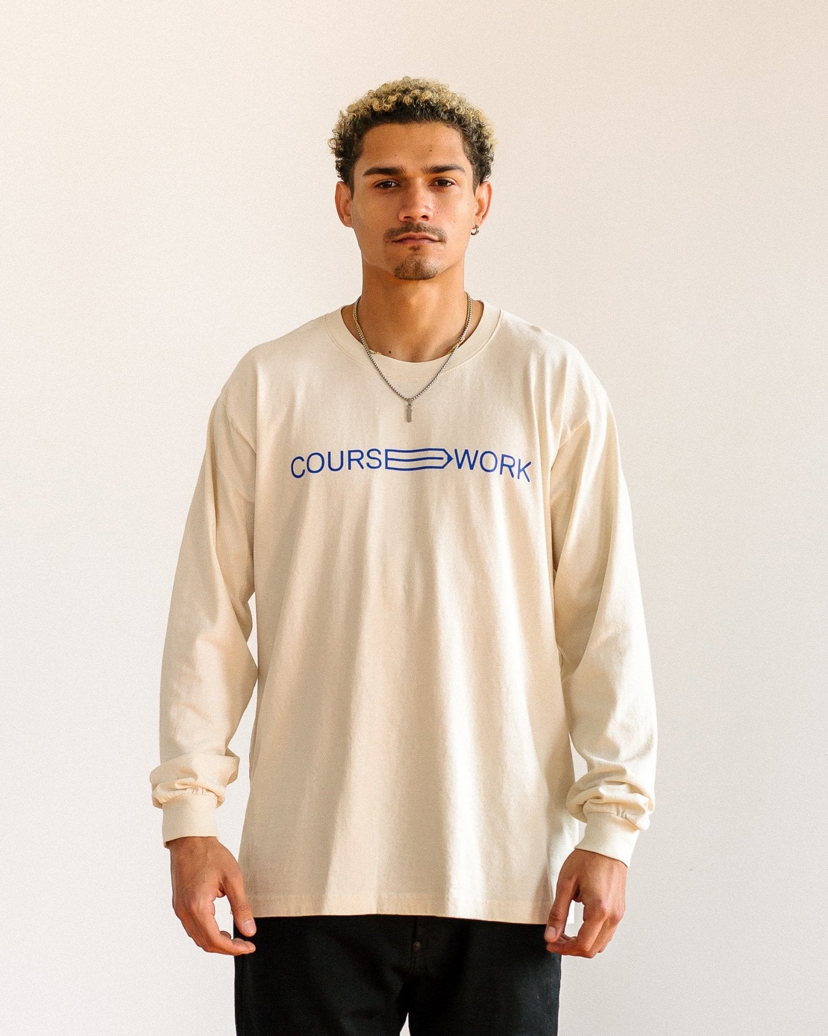 Full Width Text Long Sleeve - Natural - Coursework